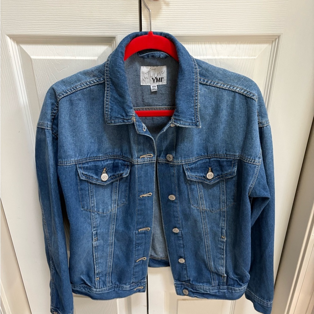 YMI Light Blue Denim Jacket with Red Accent